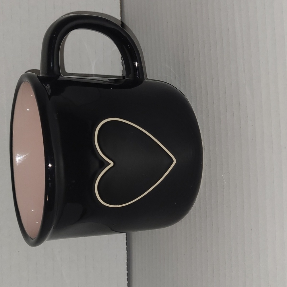 Rae Dunn Black and Pink Heart Mug